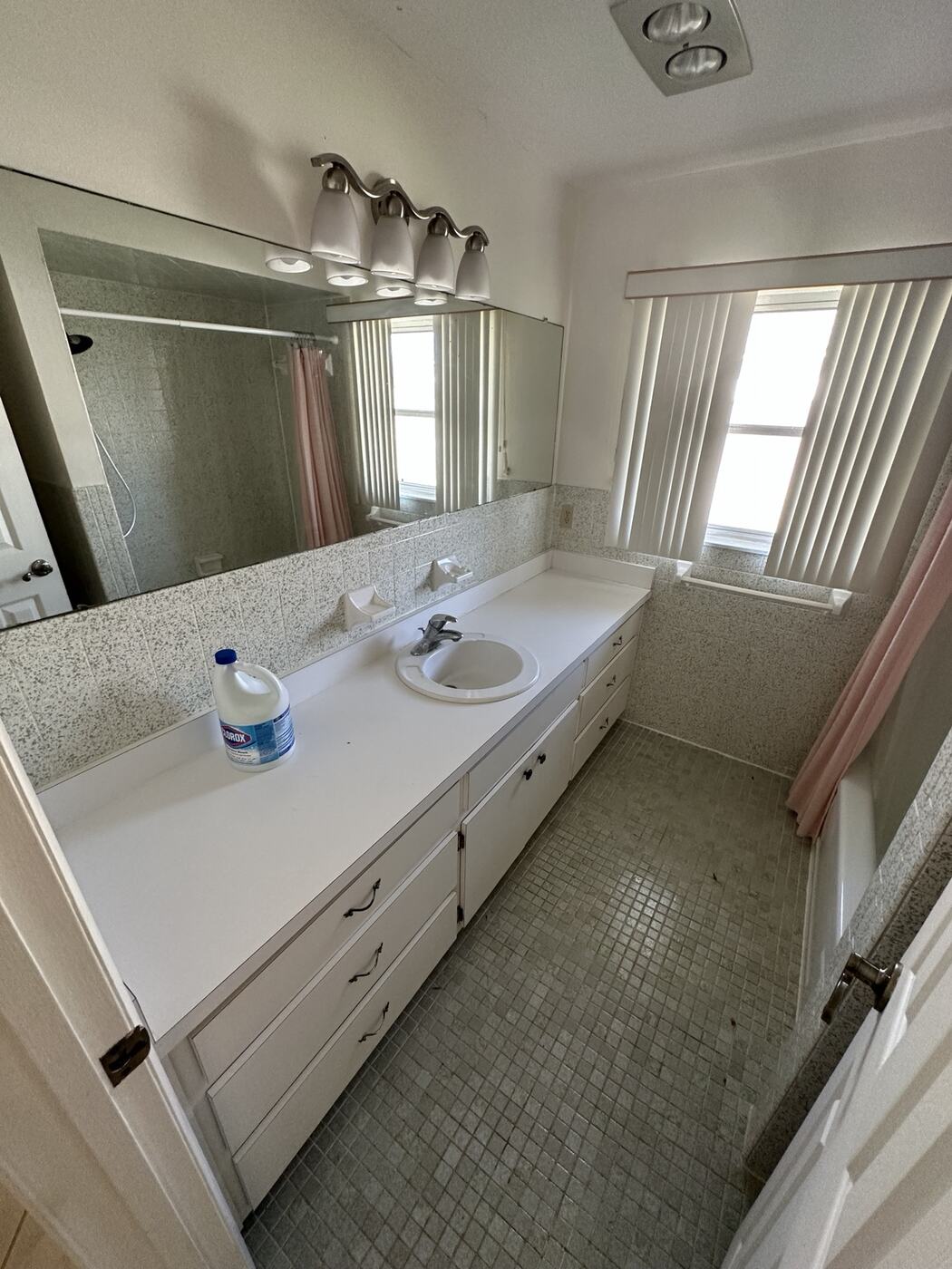 Finished bathroom with double vanity